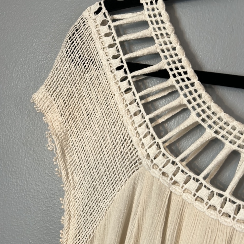 Free People Macrame Gauzy shift Dress size Medium - Picture 8 of 9